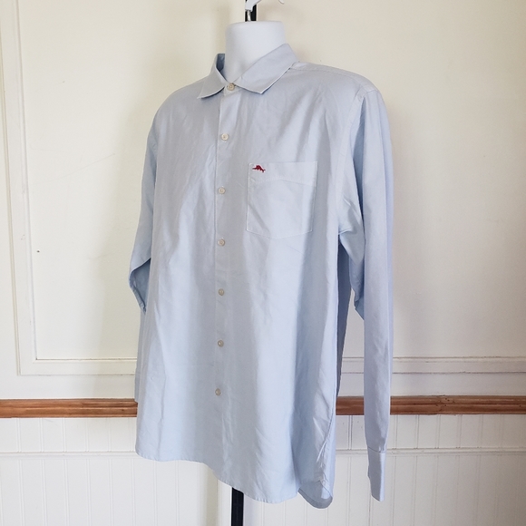 SOLD Tommy Bahama Mens Shirt Large Blue Long Slv Button Front Cotton Silk NEW - Picture 3 of 9